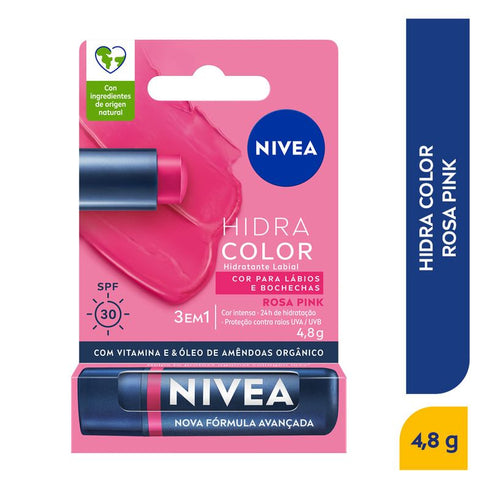 hidratante labial nivea 4.8g rosa